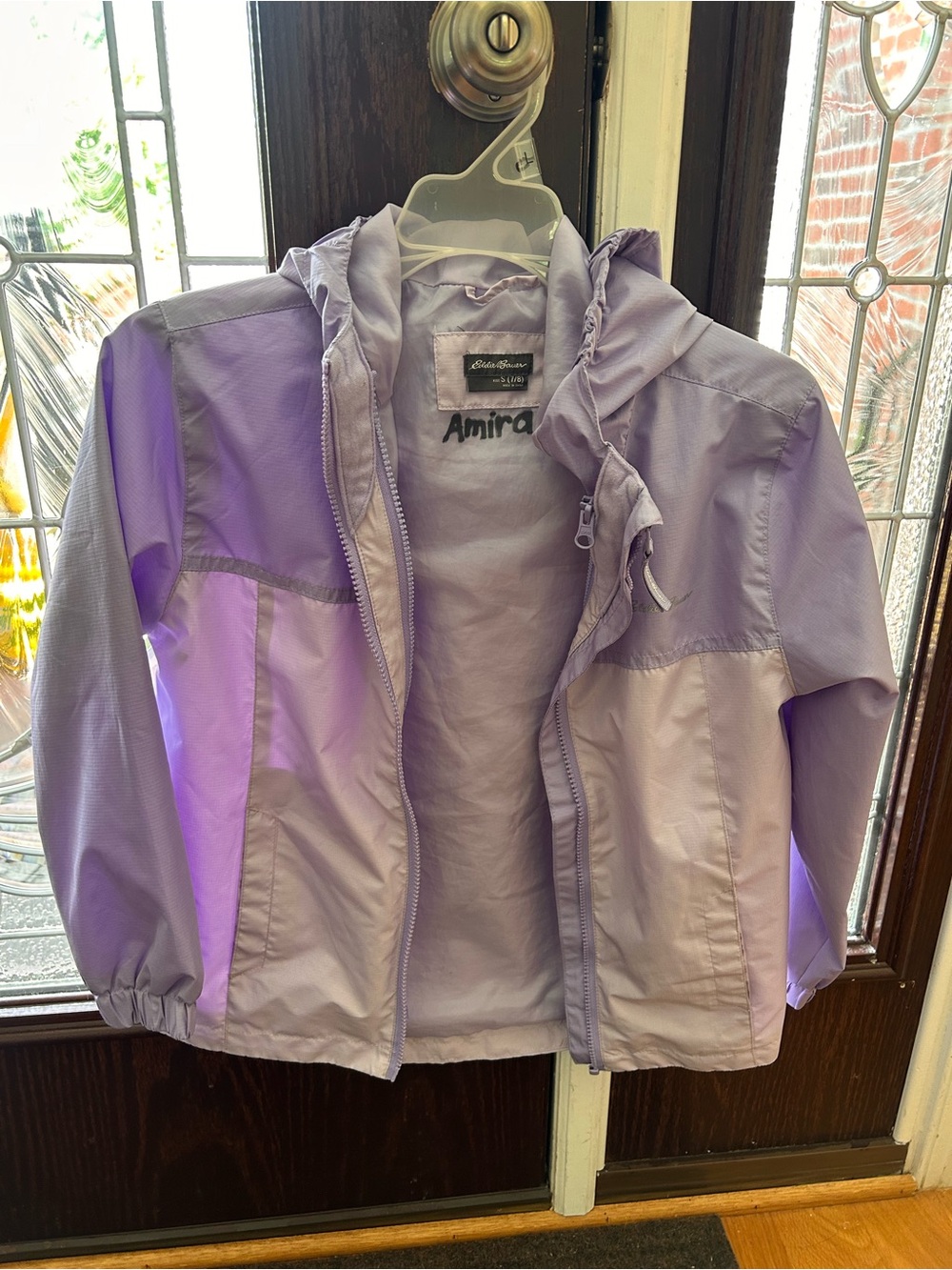 Eddie Bauer Girls' Light Lavender Hooded Raincoat